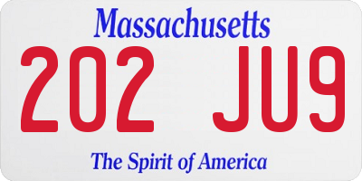 MA license plate 202JU9