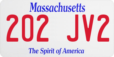 MA license plate 202JV2