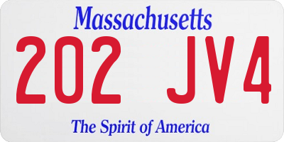 MA license plate 202JV4
