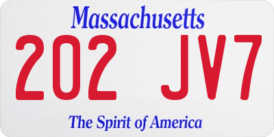 MA license plate 202JV7