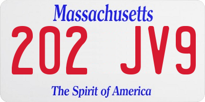 MA license plate 202JV9