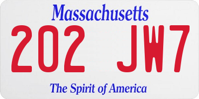 MA license plate 202JW7