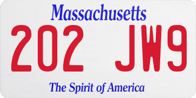 MA license plate 202JW9