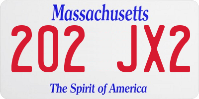 MA license plate 202JX2