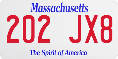 MA license plate 202JX8