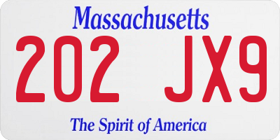 MA license plate 202JX9