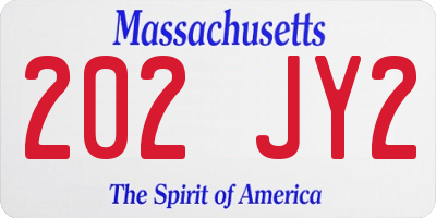 MA license plate 202JY2