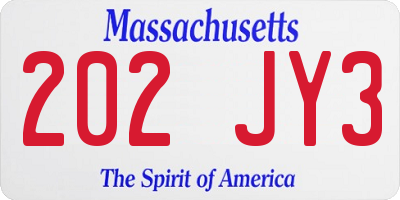 MA license plate 202JY3