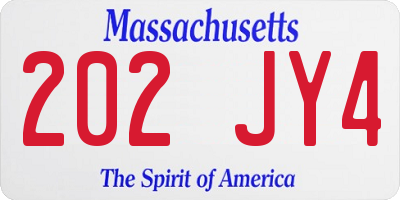 MA license plate 202JY4