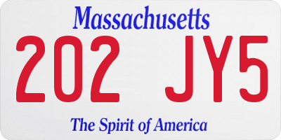 MA license plate 202JY5