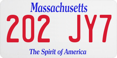 MA license plate 202JY7