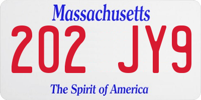 MA license plate 202JY9