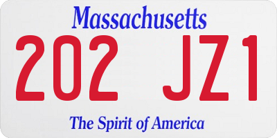 MA license plate 202JZ1