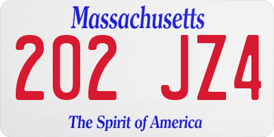 MA license plate 202JZ4
