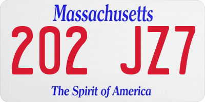 MA license plate 202JZ7