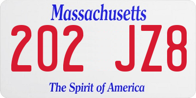 MA license plate 202JZ8