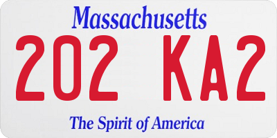 MA license plate 202KA2