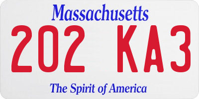 MA license plate 202KA3
