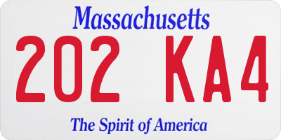 MA license plate 202KA4