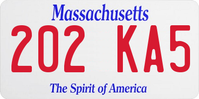 MA license plate 202KA5