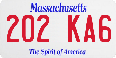 MA license plate 202KA6