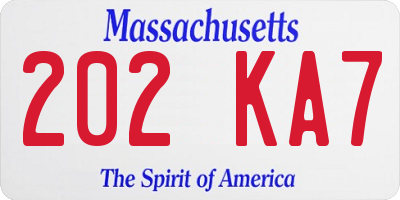 MA license plate 202KA7