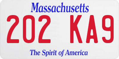 MA license plate 202KA9