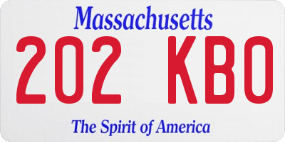 MA license plate 202KB0