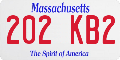 MA license plate 202KB2