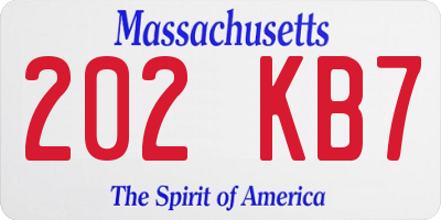 MA license plate 202KB7