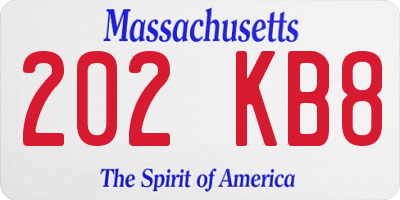 MA license plate 202KB8