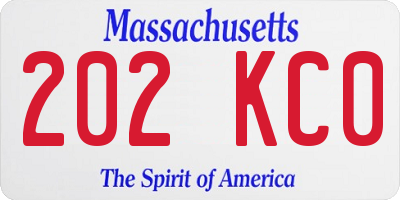 MA license plate 202KC0