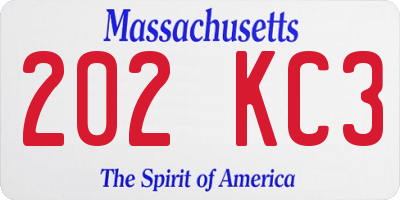 MA license plate 202KC3