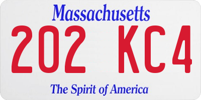 MA license plate 202KC4