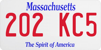 MA license plate 202KC5
