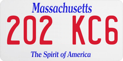 MA license plate 202KC6