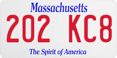 MA license plate 202KC8
