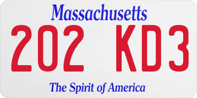 MA license plate 202KD3