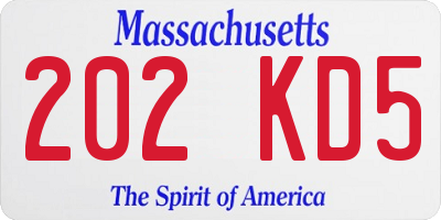 MA license plate 202KD5