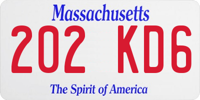 MA license plate 202KD6