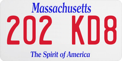 MA license plate 202KD8