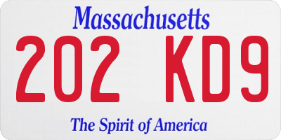 MA license plate 202KD9