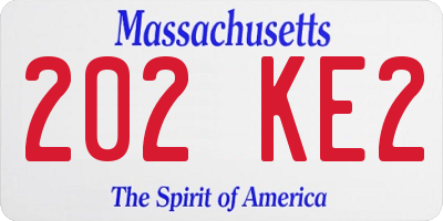 MA license plate 202KE2