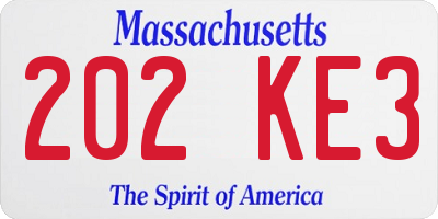 MA license plate 202KE3