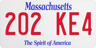 MA license plate 202KE4