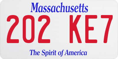 MA license plate 202KE7