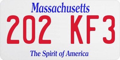 MA license plate 202KF3