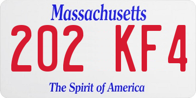 MA license plate 202KF4