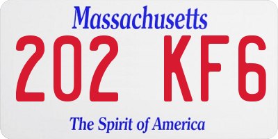 MA license plate 202KF6