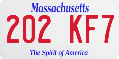 MA license plate 202KF7